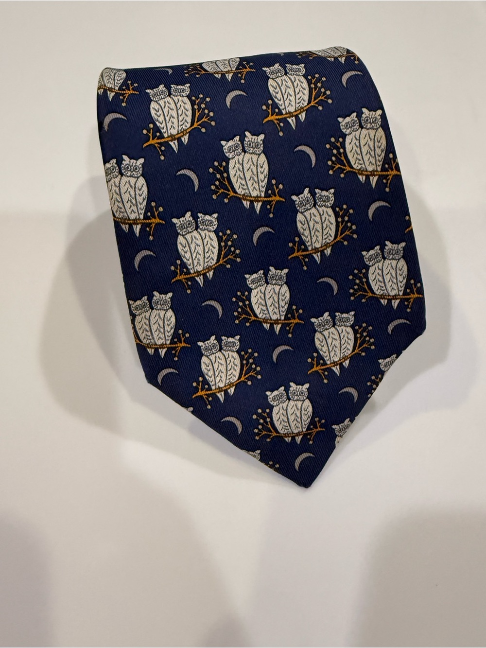Rare Vintage Owl HERMES Paris Silk Tie 7275